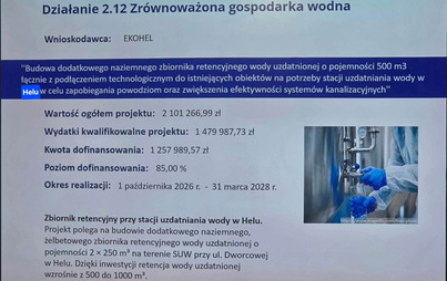 Zdjęcie do Ponad 1,25 mln zł unijnego dofinansowania na inwestycję wodną w Helu