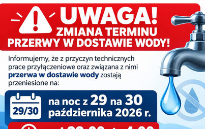 Zdjęcie do Zmiana terminu przerwy w dostawie wody