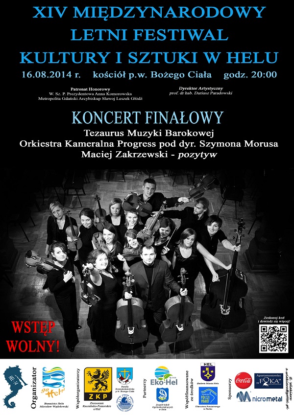 Obraz przedstawia plakat Koncert Finałowy - XIV Międzynarodowy Letni Festiwal Kultury i Sztuki w Helu