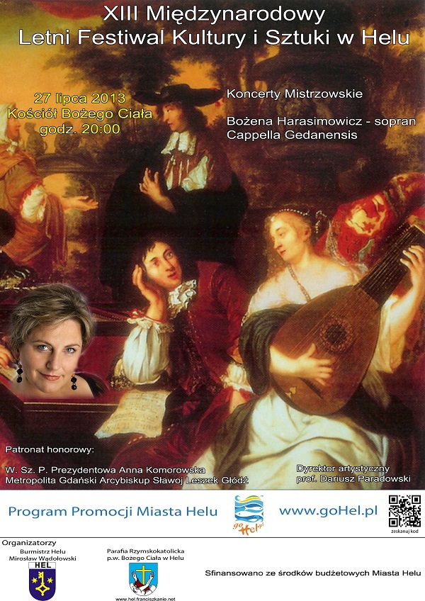 Obraz przedstawia plakat Koncerty Mistrzowskie - XIII Międzynarodowy Festiwal Kultury i Sztuki w Helu