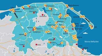 Obraz przedstawia mapę Kaszub Północnych i Gdyni - Norda 2013