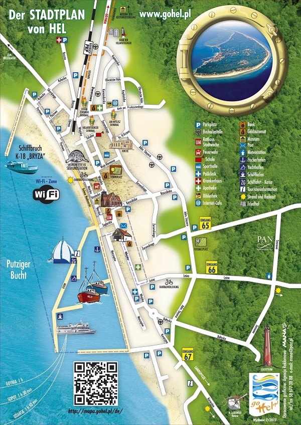 Obraz przedstawia plan miasta Helu 2012 - wersja niemiecka
