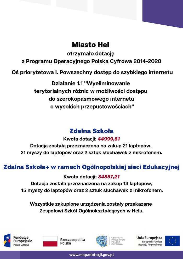 Obraz przedstawia dotacje z Programu Operacyjnego Polska Cyfrowa 2014-2020