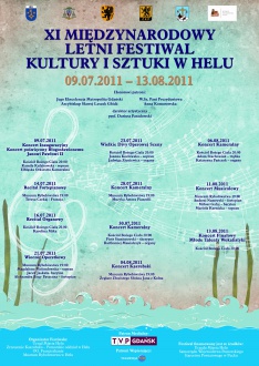 Obraz przedstawia plakat XI Międzynarodowy Letni Festiwal Kultury i Sztuki w Helu